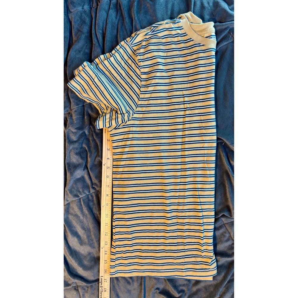 Goodfellow & Co Mens XL Every Wear Tee Striped Short Sleeve Crewneck Yellow Blue